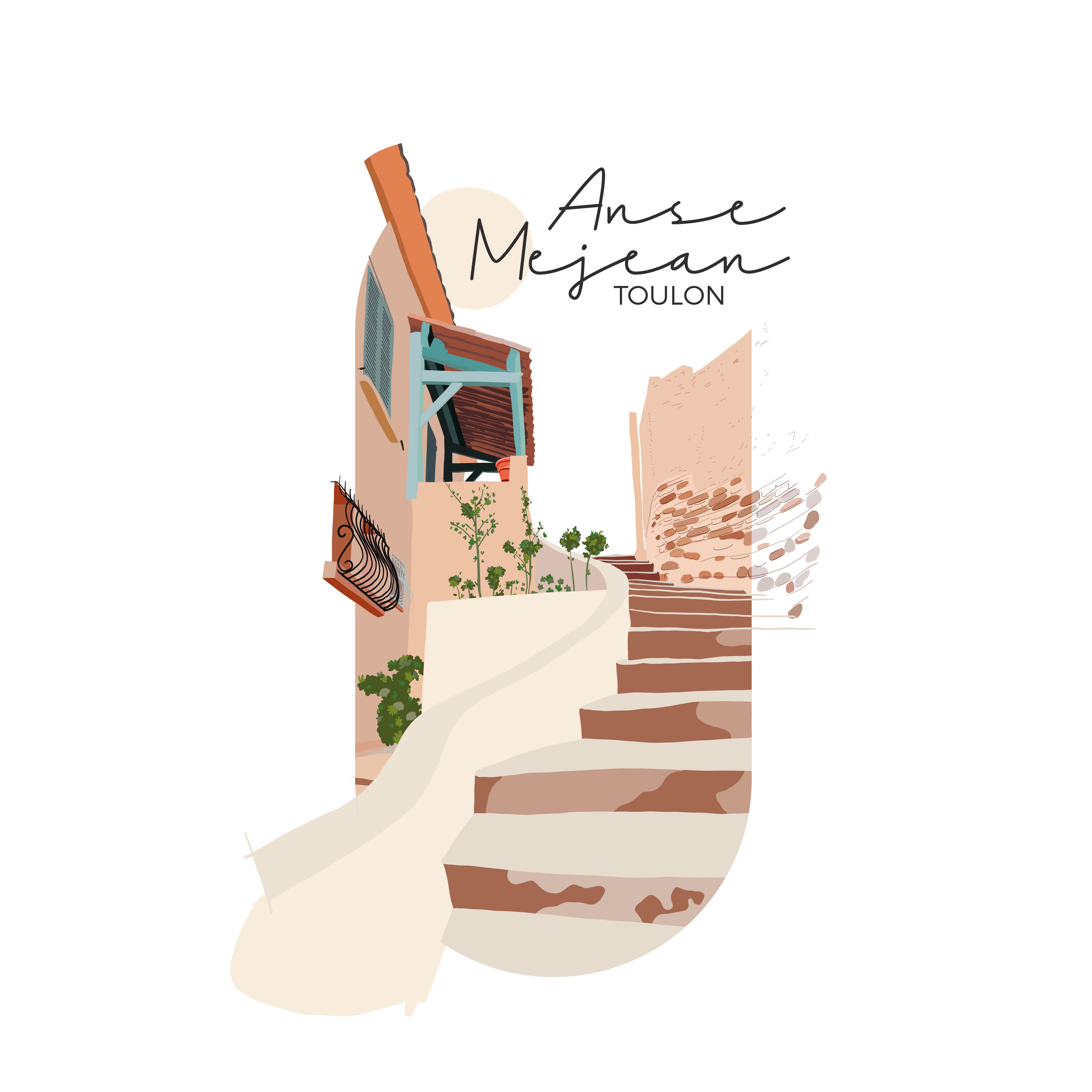 Collection "Villes du Sud" - Anse Méjean côté escalier